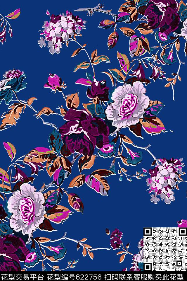 满版藤条花卉数码印花华亿平台下载（图片编号: 622756） - 瓦栏（Walan）