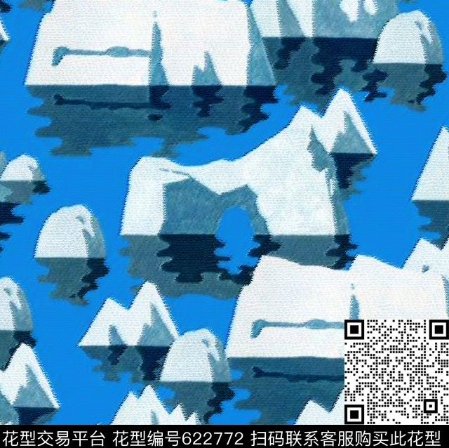 绘画手绘冰山数码印花华亿平台下载（图片编号: 622772） - 瓦栏（Walan）