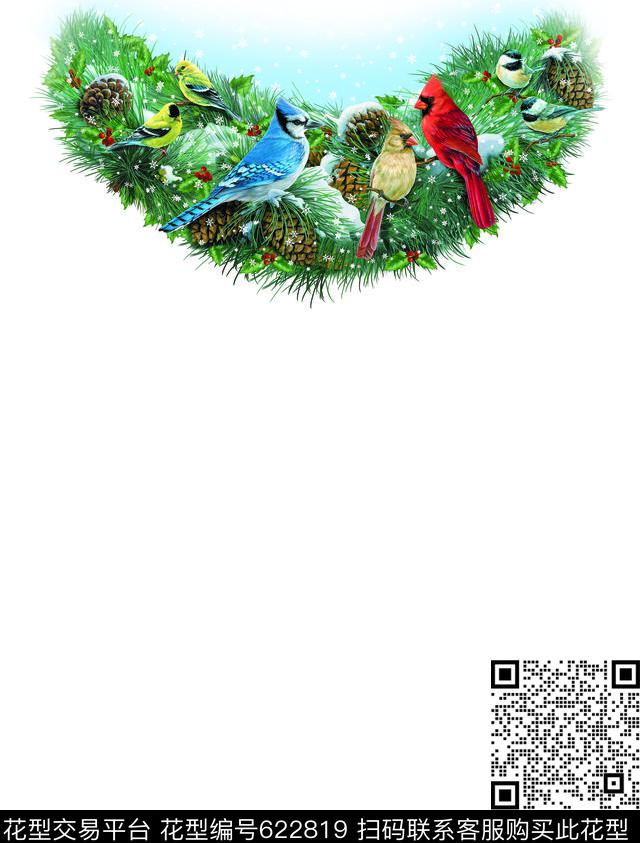 小鸟鸟松果数码印花华亿平台下载（图片编号: 622819） - 瓦栏（Walan）