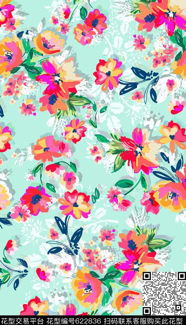 清爽花卉小碎花花卉数码印花华亿平台下载（图片编号: 622836） - 瓦栏（Walan）