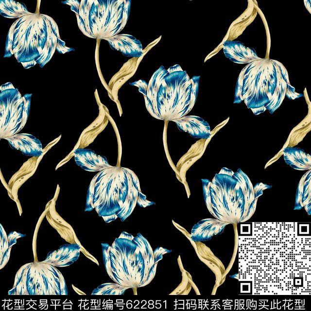 大花花朵花卉数码印花华亿平台下载（图片编号: 622851） - 瓦栏（Walan）