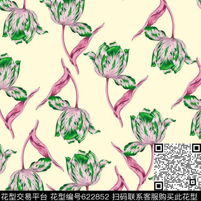 大花花朵花卉数码印花华亿平台下载（图片编号: 622852） - 瓦栏（Walan）