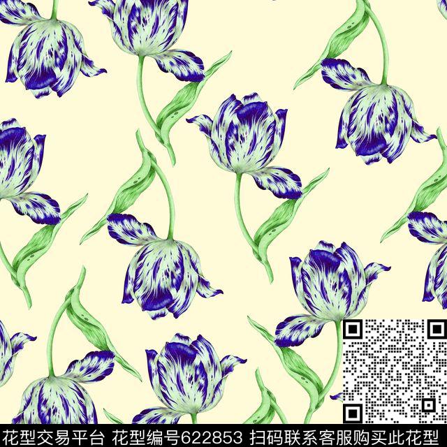 大花花朵花卉数码印花华亿平台下载（图片编号: 622853） - 瓦栏（Walan）