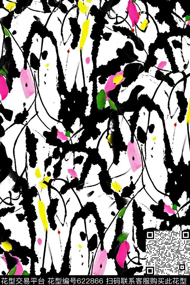 抽象水墨肌理数码印花华亿平台下载（图片编号: 622866） - 瓦栏（Walan）