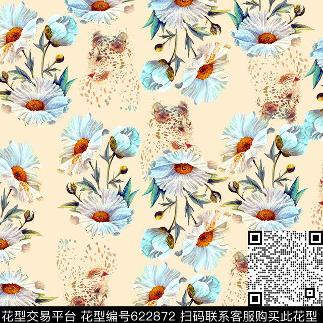 花朵花卉菊花数码印花华亿平台下载（图片编号: 622872） - 瓦栏（Walan）