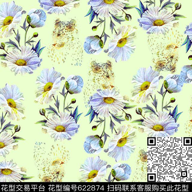 花朵花卉菊花数码印花华亿平台下载（图片编号: 622874） - 瓦栏（Walan）