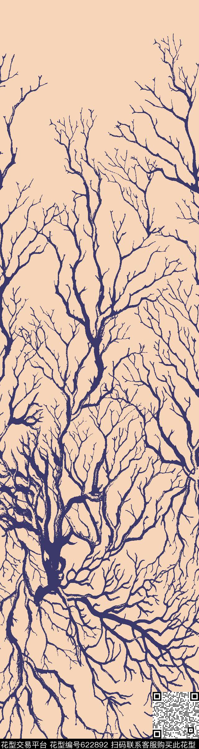 树枝定位传统印花华亿平台下载（图片编号: 622892） - 瓦栏（Walan）