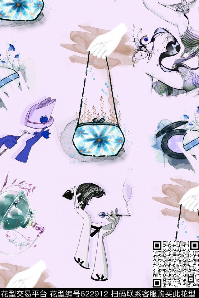 手绘首饰卡通水彩生活用品数码印花华亿平台下载（图片编号: 622912） - 瓦栏（Walan）