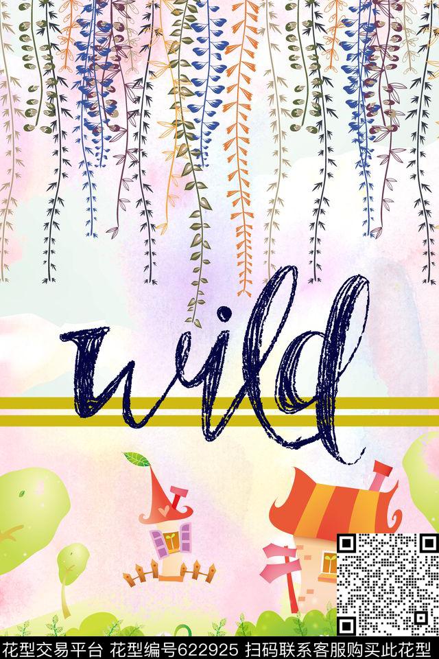 花卉柳枝建筑数码印花华亿平台下载（图片编号: 622925） - 瓦栏（Walan）