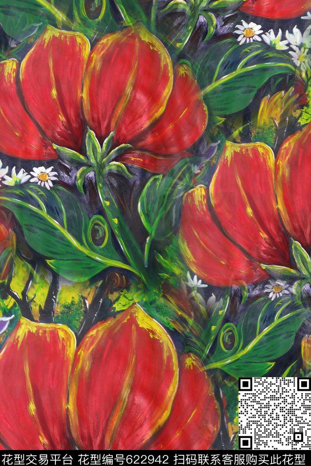 花朵花卉数码印花华亿平台下载（图片编号: 622942） - 瓦栏（Walan）