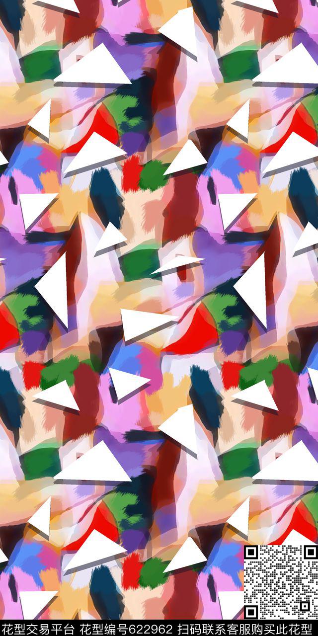 抽象手绘满版最新高清数码时尚潮流大牌复古欧美风纹理笔刷女装裙数码印花华亿平台下载（图片编号: 622962） - 瓦栏（Walan）