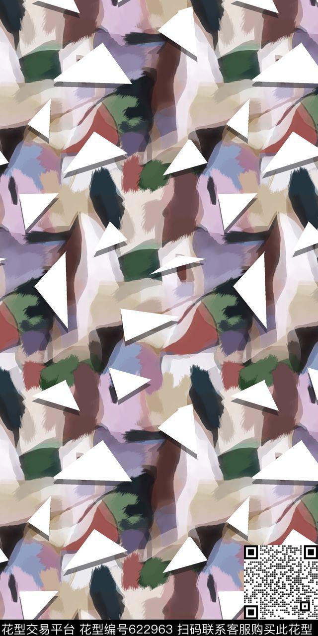 抽象手绘满版最新高清数码时尚潮流大牌复古欧美风纹理笔刷女装裙数码印花华亿平台下载（图片编号: 622963） - 瓦栏（Walan）