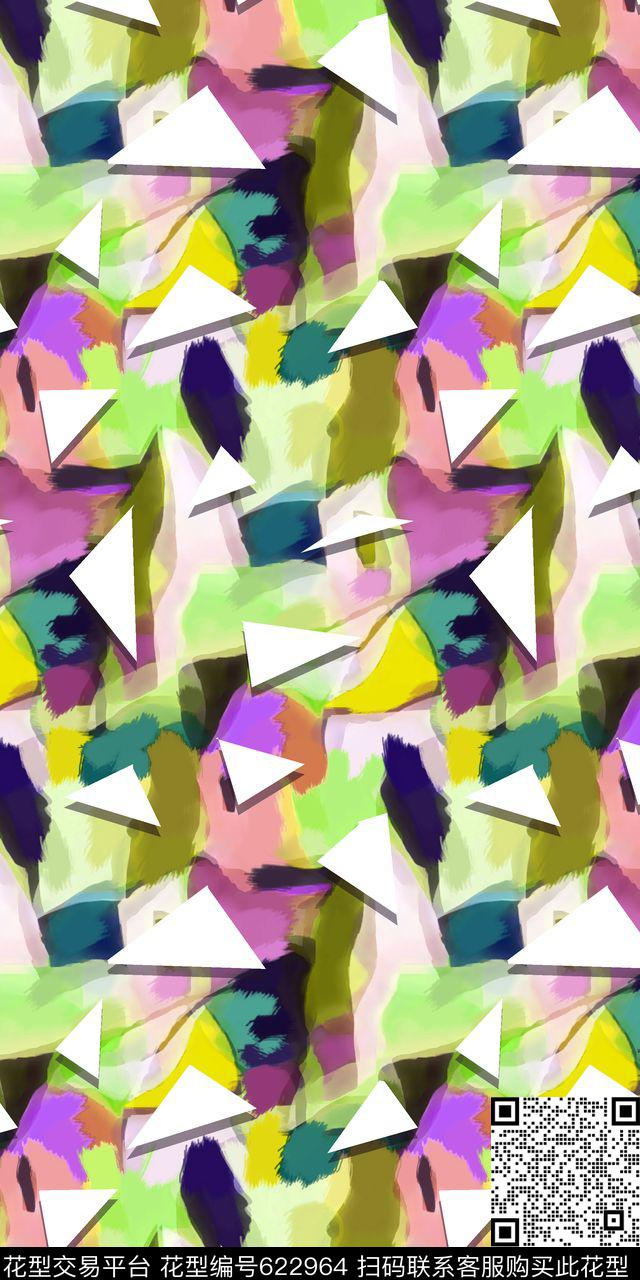 抽象手绘满版最新高清数码时尚潮流大牌复古欧美风纹理笔刷女装裙数码印花华亿平台下载（图片编号: 622964） - 瓦栏（Walan）