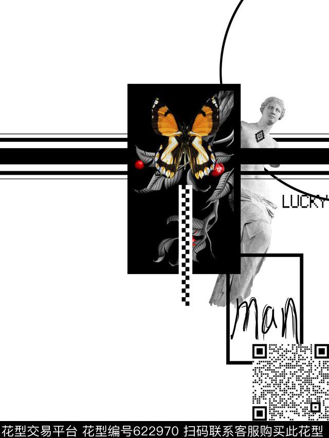 原创潮牌口袋拉链创意花蝴蝶果树手绘纳爱斯数码印花华亿平台下载（图片编号: 622970） - 瓦栏（Walan）