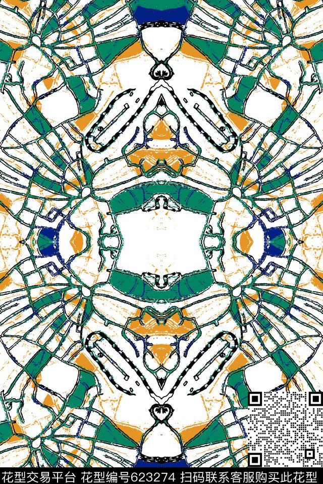 几何手绘抽象数码印花华亿平台下载（图片编号: 623274） - 瓦栏（Walan）