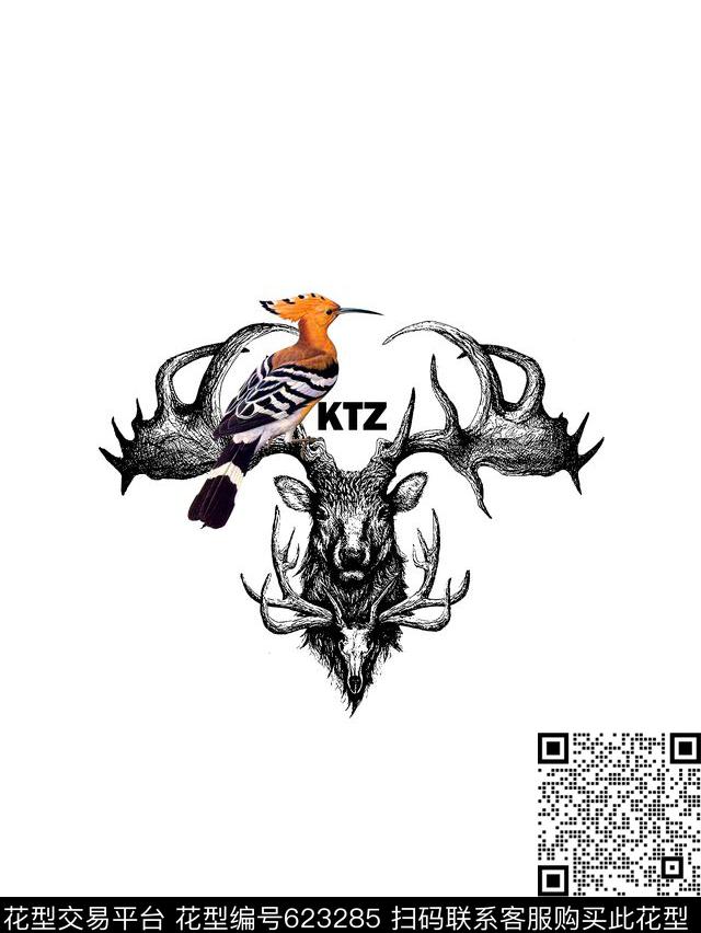 鹿角鸟男装T恤数码印花华亿平台下载（图片编号: 623285） - 瓦栏（Walan）