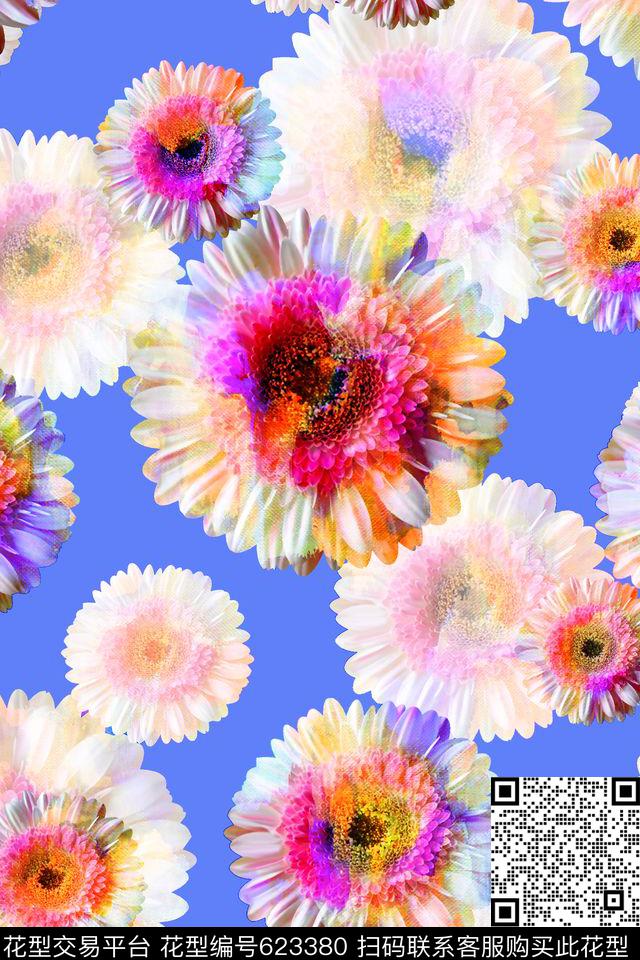 抽象手绘满版最新高清数码时尚潮流大牌复古欧美风纹理花卉清爽女装花数码印花华亿平台下载（图片编号: 623380） - 瓦栏（Walan）