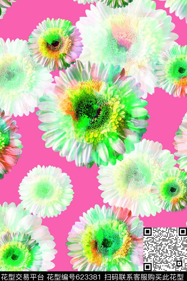 抽象手绘满版最新高清数码时尚潮流大牌复古欧美风纹理花卉清爽女装花数码印花华亿平台下载（图片编号: 623381） - 瓦栏（Walan）