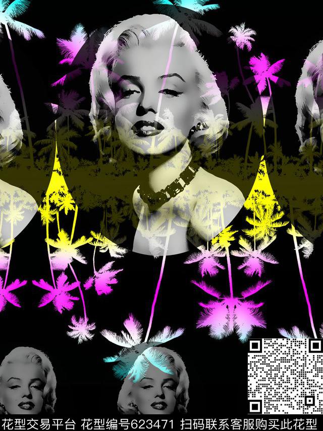 棕榈叶数码印花华亿平台下载（图片编号: 623471） - 瓦栏（Walan）