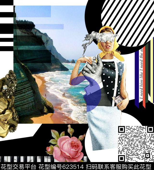 几何趣味拼接数码印花华亿平台下载（图片编号: 623514） - 瓦栏（Walan）