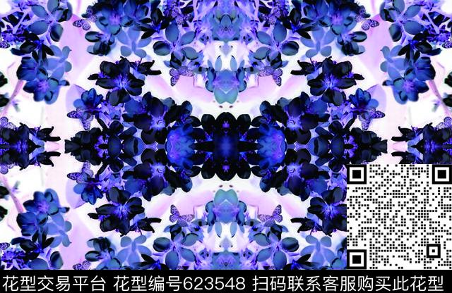 紫色几何花卉数码印花华亿平台下载（图片编号: 623548） - 瓦栏（Walan）