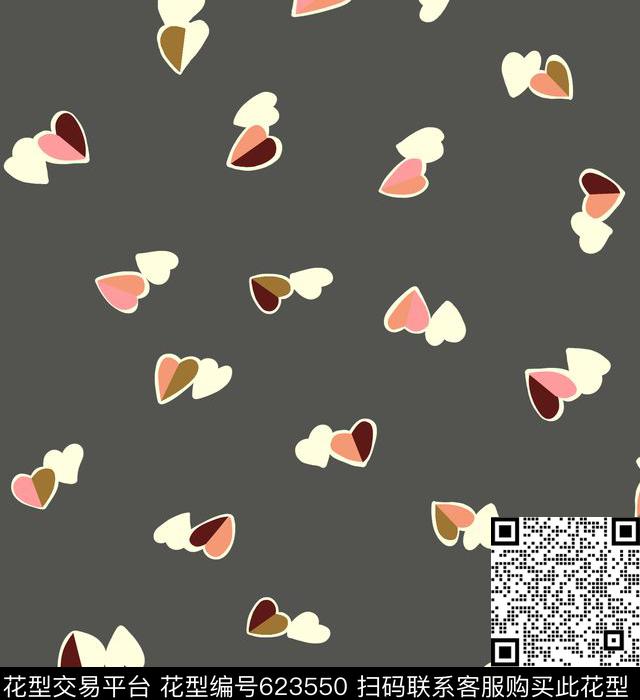 可爱爱心趣味传统印花华亿平台下载（图片编号: 623550） - 瓦栏（Walan）