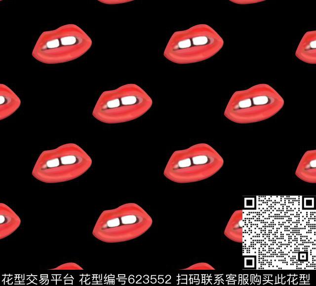 趣味红唇波普数码印花华亿平台下载（图片编号: 623552） - 瓦栏（Walan）