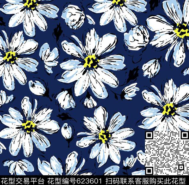 手绘花卉爆款传统印花华亿平台下载（图片编号: 623601） - 瓦栏（Walan）