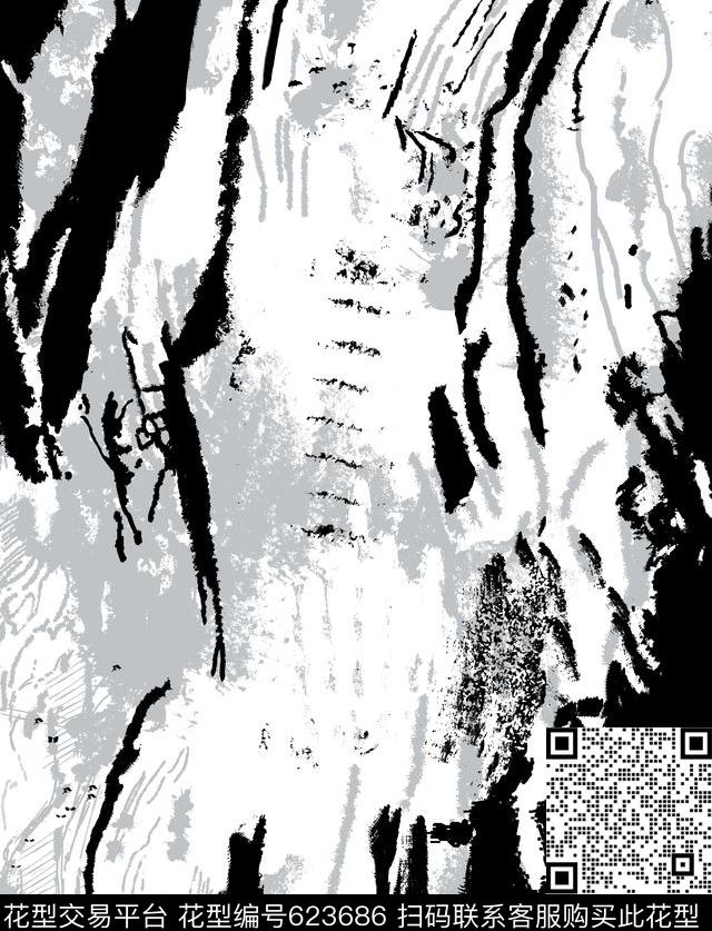 手绘水墨抽象肌理韩国风格裙装华亿平台女装衬衫华亿平台传统印花华亿平台下载（图片编号: 623686） - 瓦栏（Walan）