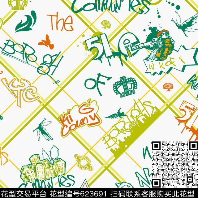 英文格子楼房传统印花华亿平台下载（图片编号: 623691） - 瓦栏（Walan）