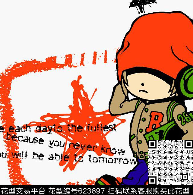 动漫卡通小男孩传统印花华亿平台下载（图片编号: 623697） - 瓦栏（Walan）