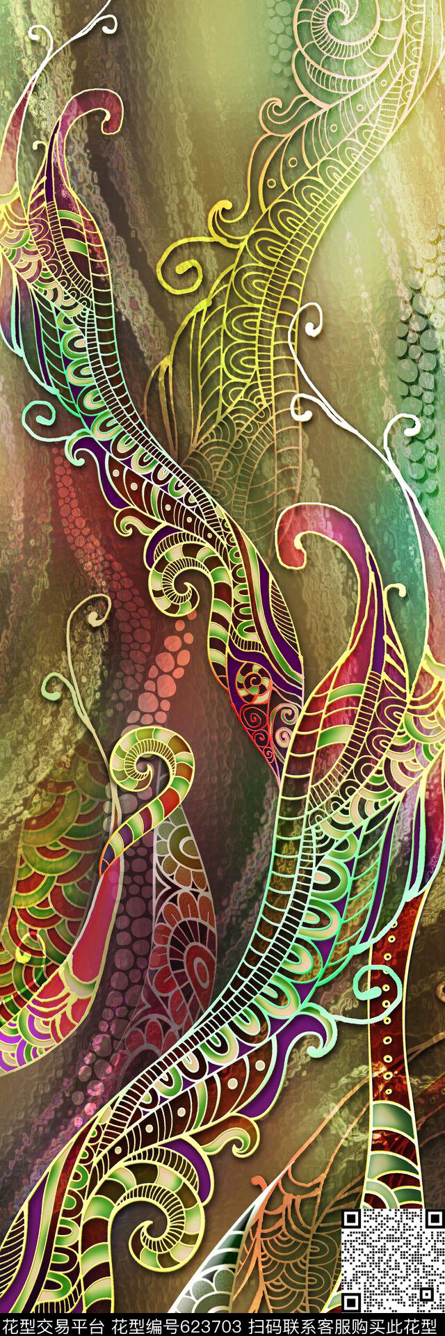 定位抽象艺术数码印花华亿平台下载（图片编号: 623703） - 瓦栏（Walan）