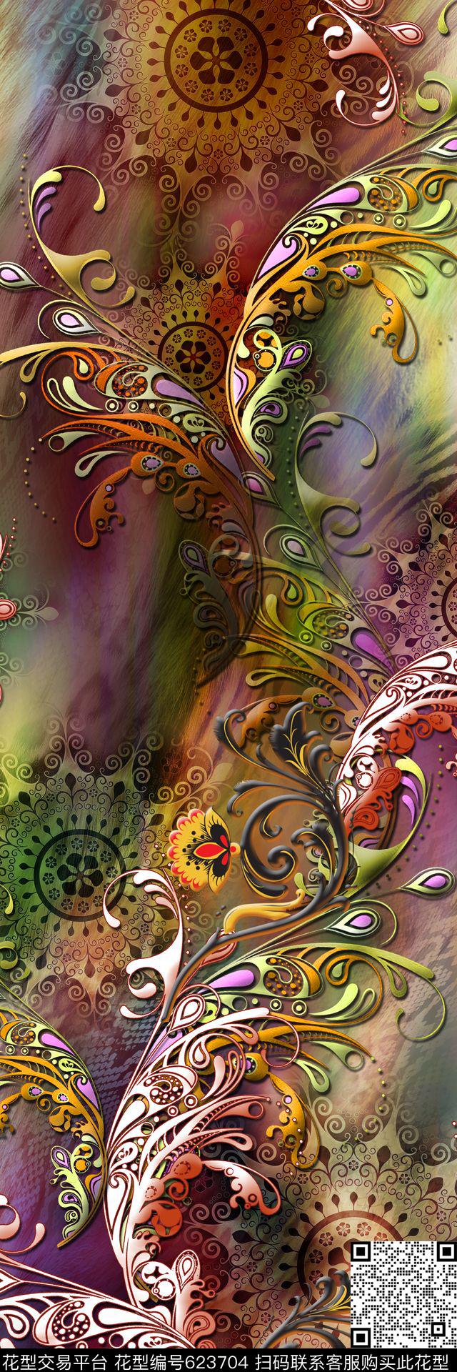 定位抽象艺术数码印花华亿平台下载（图片编号: 623704） - 瓦栏（Walan）