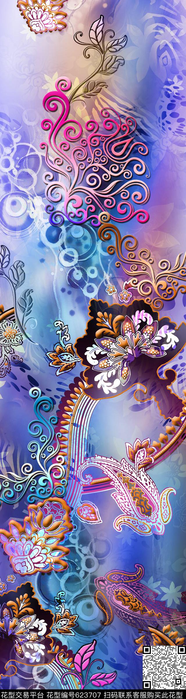 定位抽象艺术数码印花华亿平台下载（图片编号: 623707） - 瓦栏（Walan）