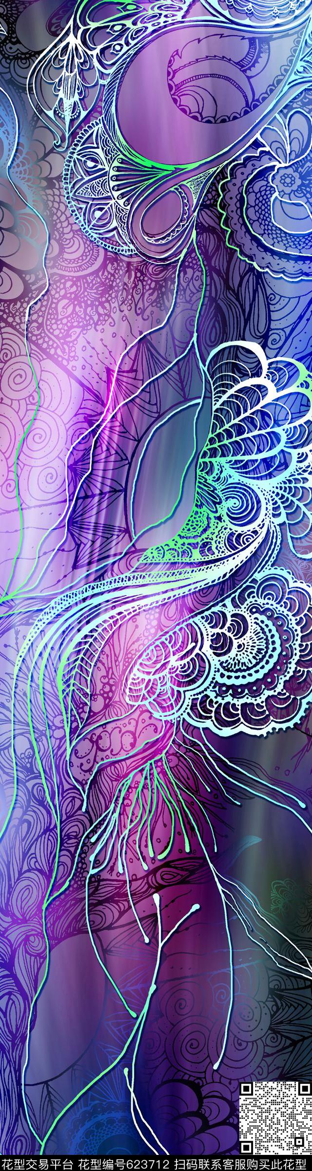 定位艺术线条数码印花华亿平台下载（图片编号: 623712） - 瓦栏（Walan）