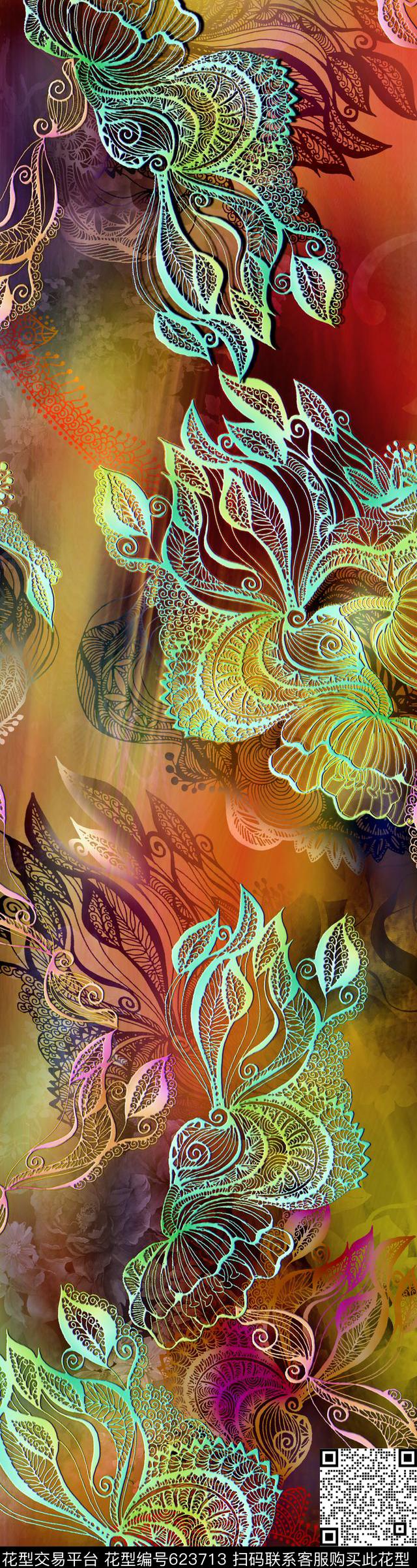 艺术线条定位数码印花华亿平台下载（图片编号: 623713） - 瓦栏（Walan）