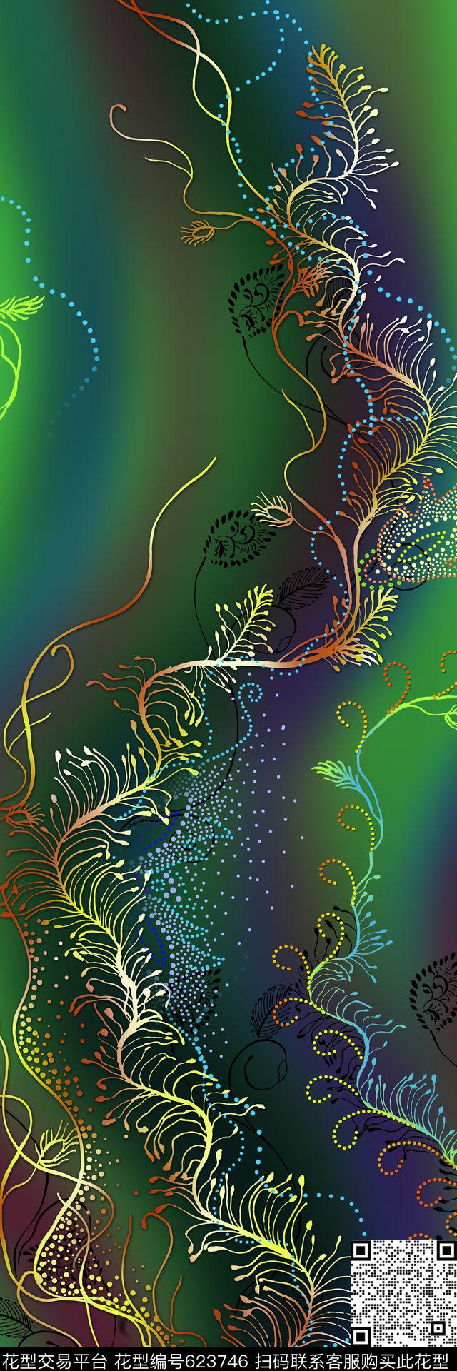 线条彩色渐变东南亚数码印花华亿平台下载（图片编号: 623746） - 瓦栏（Walan）