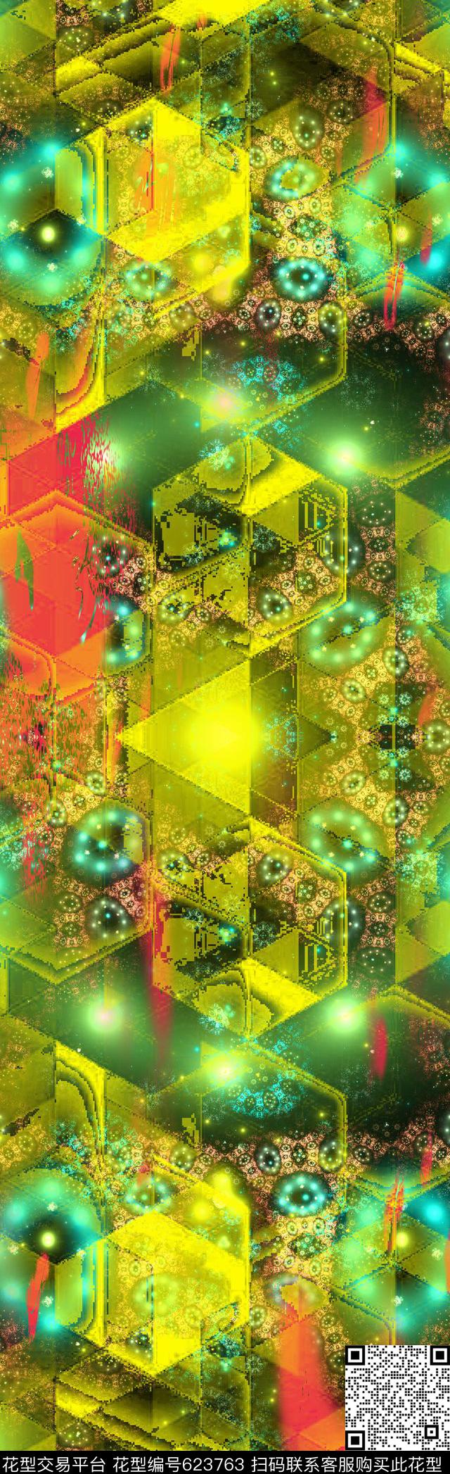 抽象长巾几何长巾丝巾图案数码印花华亿平台下载（图片编号: 623763） - 瓦栏（Walan）