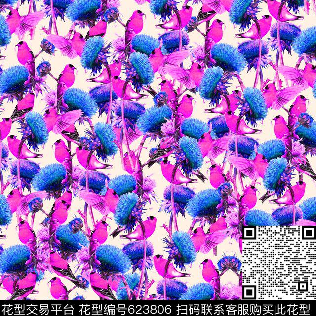 花朵花卉花鸟数码印花华亿平台下载（图片编号: 623806） - 瓦栏（Walan）