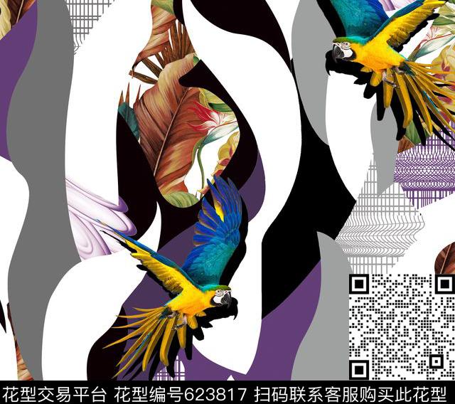 格子鸟花数码印花华亿平台下载（图片编号: 623817） - 瓦栏（Walan）