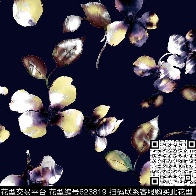 淡雅水墨简单数码印花华亿平台下载（图片编号: 623819） - 瓦栏（Walan）