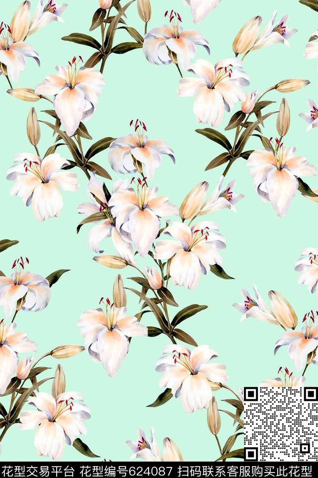 抽象手绘满版最新高清数码时尚潮流大牌复古欧美风花卉小碎花数码印花华亿平台下载（图片编号: 624087） - 瓦栏（Walan）