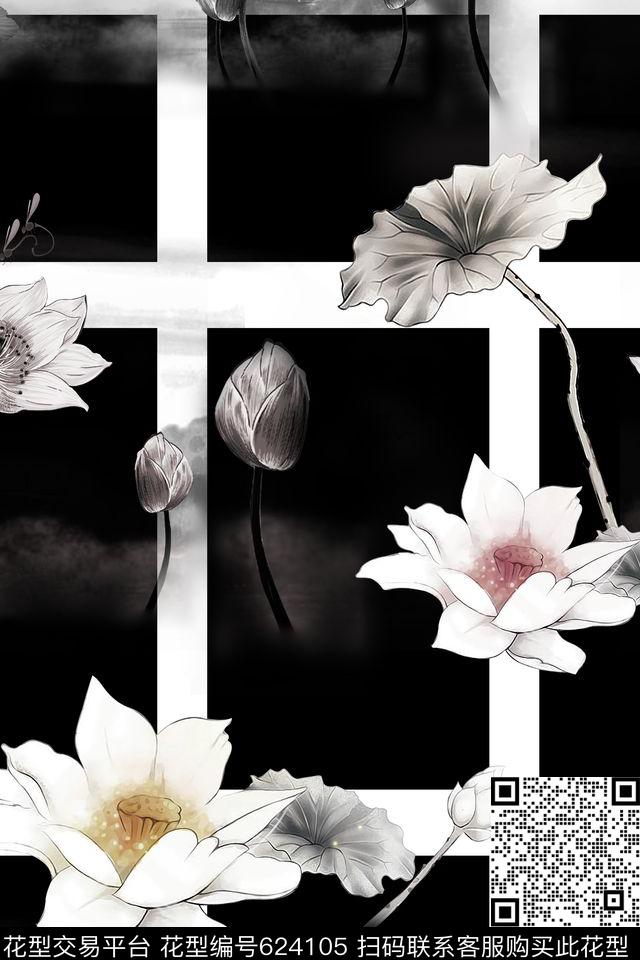 莲花花卉数码印花华亿平台下载（图片编号: 624105） - 瓦栏（Walan）