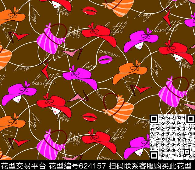 帽子女人嘴唇传统印花华亿平台下载（图片编号: 624157） - 瓦栏（Walan）