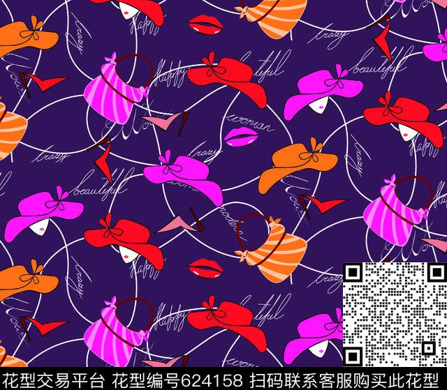 帽子女人嘴唇传统印花华亿平台下载（图片编号: 624158） - 瓦栏（Walan）