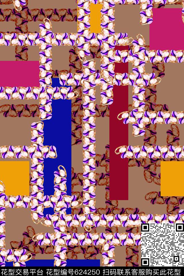 几何方格几何元素南美数码印花华亿平台下载（图片编号: 624250） - 瓦栏（Walan）