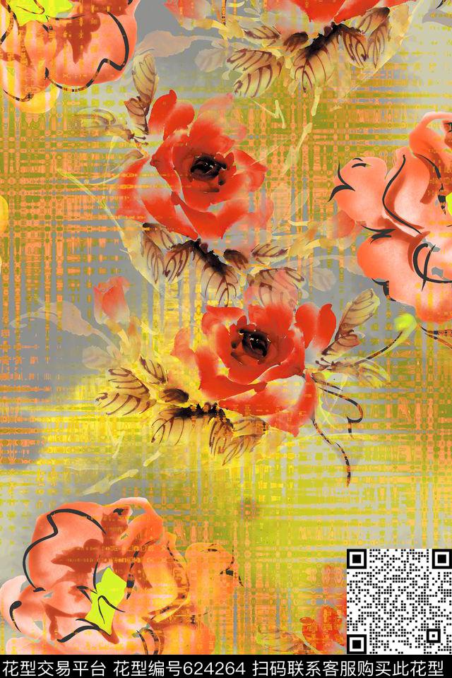 骷髅十字架抽象蛇皮肌理数码印花华亿平台下载（图片编号: 624264） - 瓦栏（Walan）