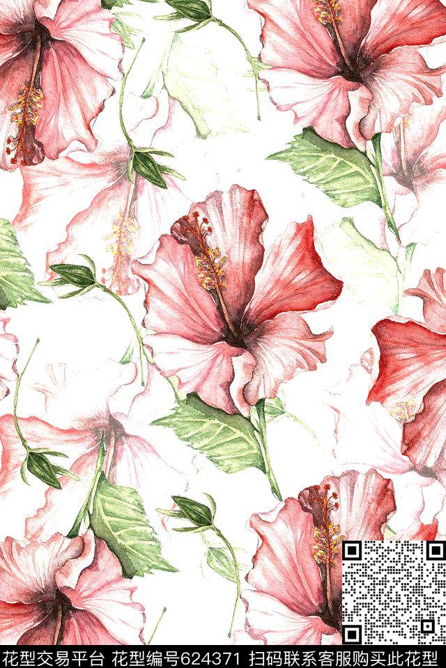 时尚手绘女装裙子花卉印花时尚潮流设计大牌女装印花家访丝巾数码印花华亿平台下载（图片编号: 624371） - 瓦栏（Walan）