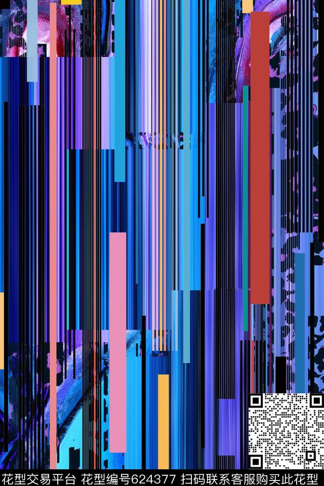 女装二方连续抽象几何数码印花华亿平台下载（图片编号: 624377） - 瓦栏（Walan）