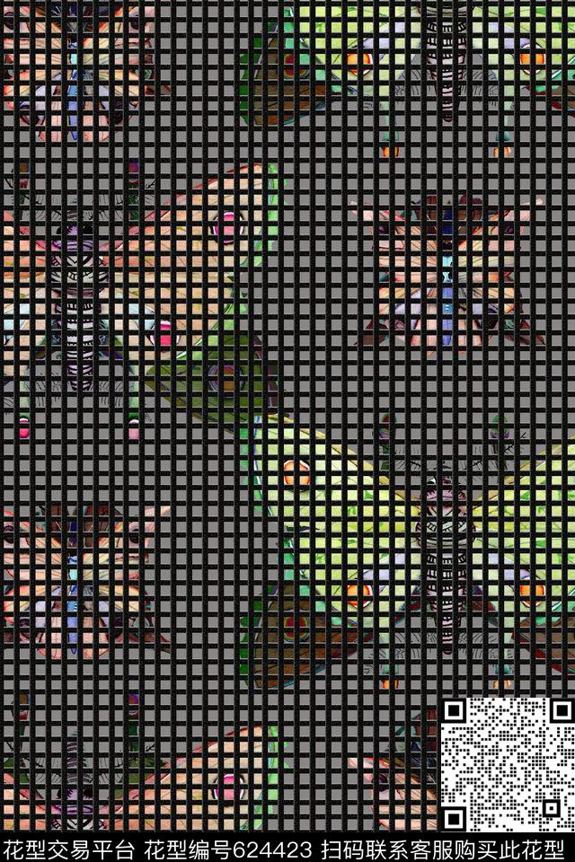 格子线条几何格子数码印花华亿平台下载（图片编号: 624423） - 瓦栏（Walan）